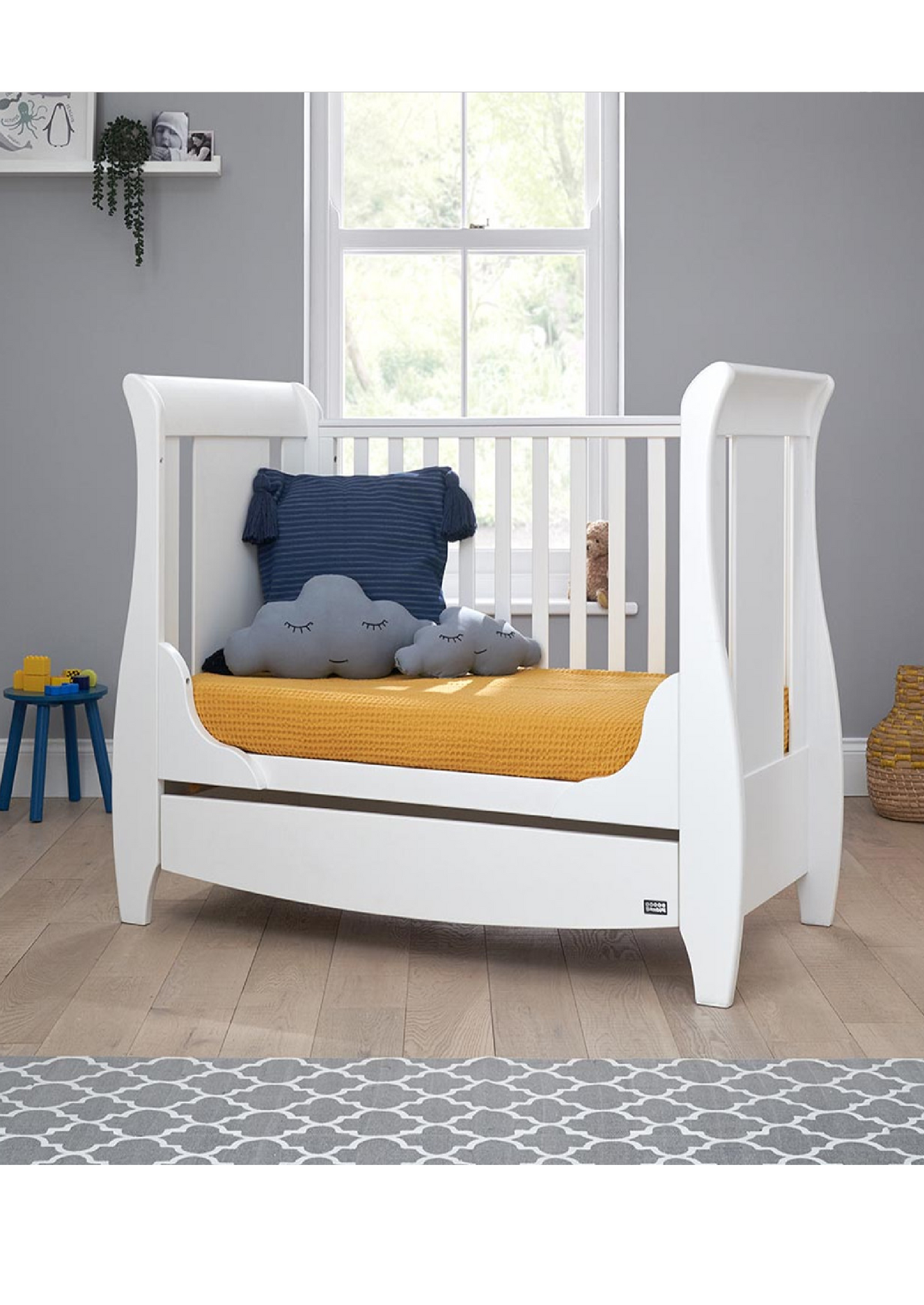 Tutti Bambini Katie Mini Sleigh Cot Bed with Under Drawer